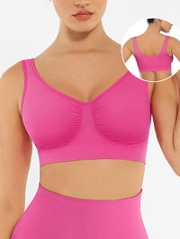 Image 3 of Seamless Shaping Bra with Wider Shoulder Straps / Back - PINK