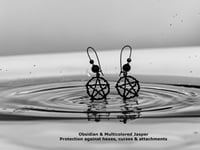 Obsidian and Multicolored Jasper Earrings