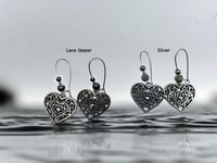 Heart Earrings with Lace Jasper or Silver