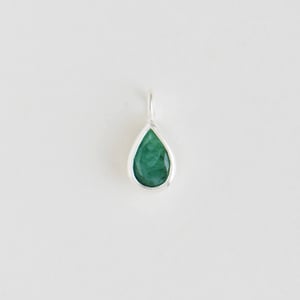 Image of Colombia Emerald grade A quality pear cut silver necklace