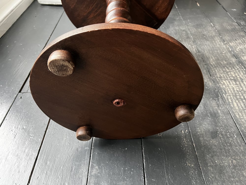 Image of Turned Wood Side Table with Barley Twist Stem