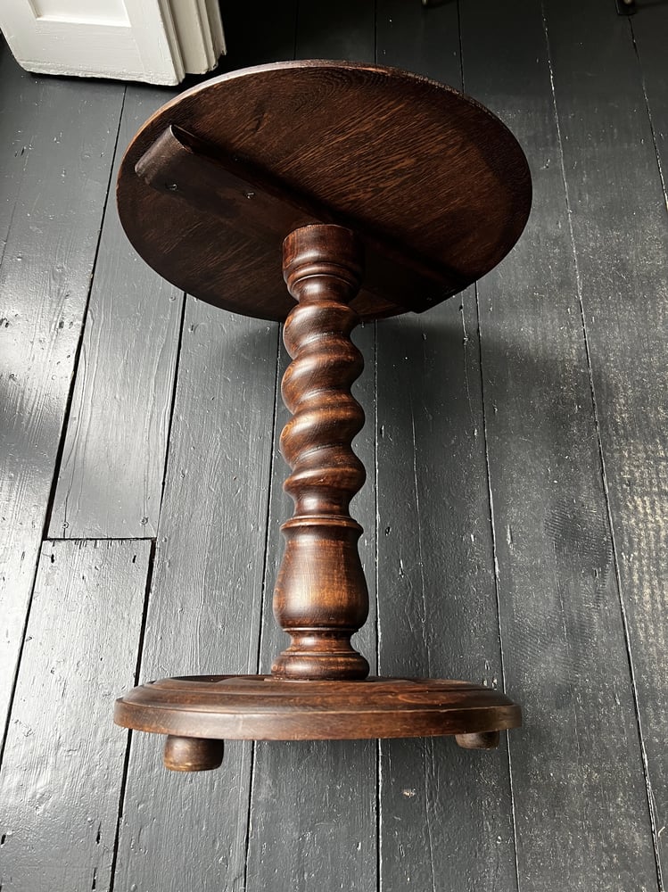 Image of Turned Wood Side Table with Barley Twist Stem