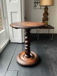 Image 2 of Turned Wood Side Table with Barley Twist Stem (Reserved)