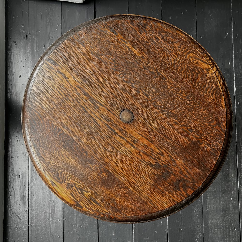 Image of Turned Wood Side Table with Barley Twist Stem