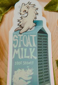 Image 3 of Stoat Milk Sticker / Transparent + Matte