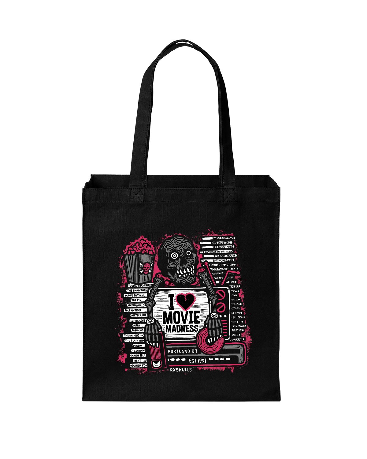 Image of Rx Skulls x Movie Madness Tote Bag - Vibrant Magenta