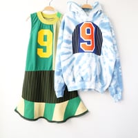 Image 2 of green yellow stripe nine 9 9th ninth birthday bday party COURTNEYCOURTNEY racerback tank dress