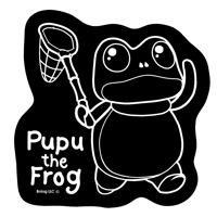 4" x 4" Die Cut Pupu the Frog Fly Net Sticker