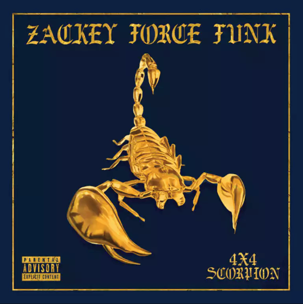 4 X 4 SCORPION  (ZFF ALBUM COVER ART - FRONT PATCH ON NAVY BLUE TEE)