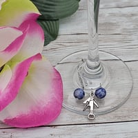Image 1 of Corkscrew Sodalite Wine Glass Charm 