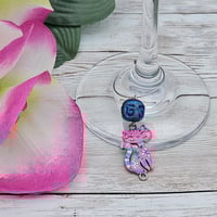 Image 1 of Pink Cat Wine Glass Charm