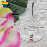 Image 1 of Sun and Moon Rainbow Wine Glass Charm