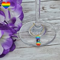 Image 1 of Rainbow Square Wine Glass Charm