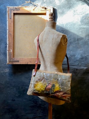 Image of one of a kind painting bag - yellow mums