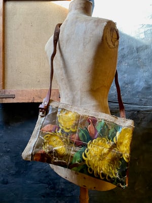 Image of one of a kind painting bag - yellow mums