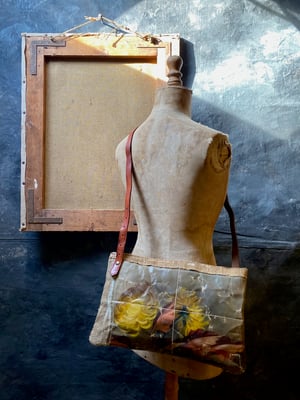 Image of one of a kind painting bag - yellow mums