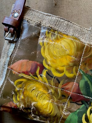 Image of one of a kind painting bag - yellow mums