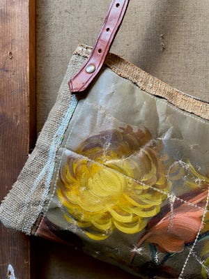 Image of one of a kind painting bag - yellow mums