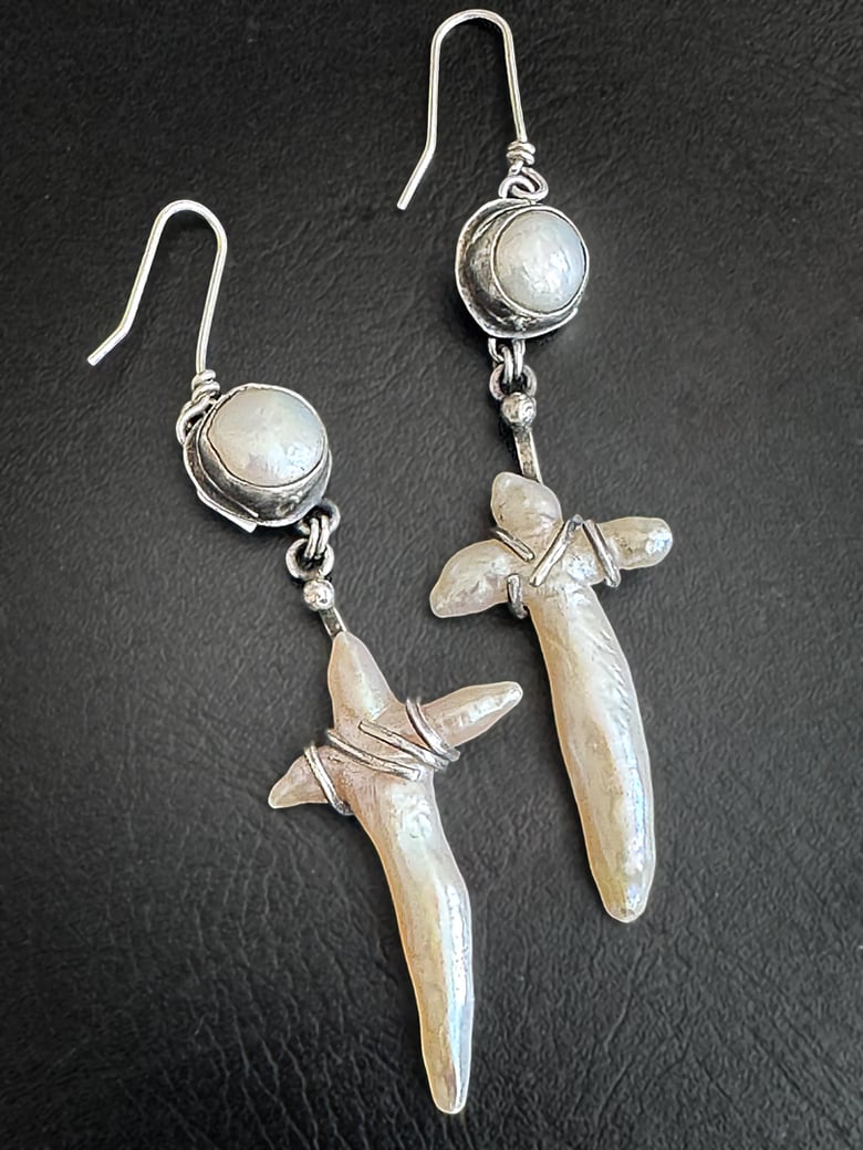 Image of Pearl Cross Earrings