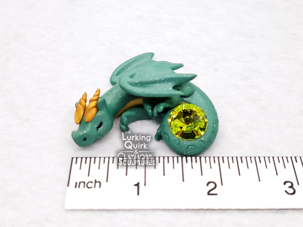 Small Green Sleeping Dragon with Green Crystal