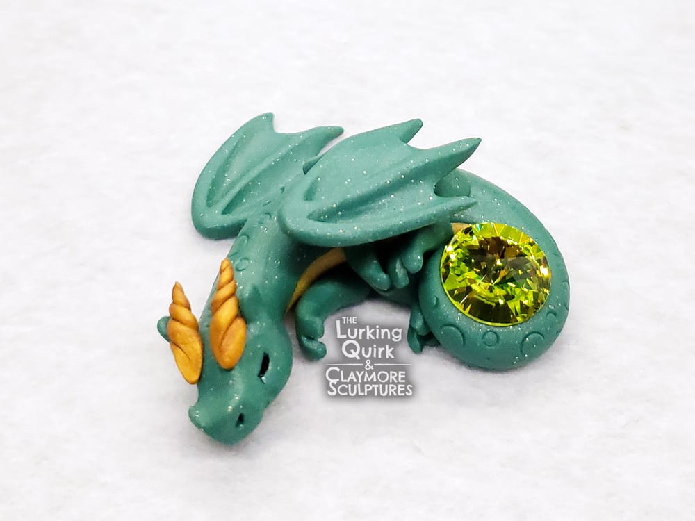 Small Green Sleeping Dragon with Green Crystal