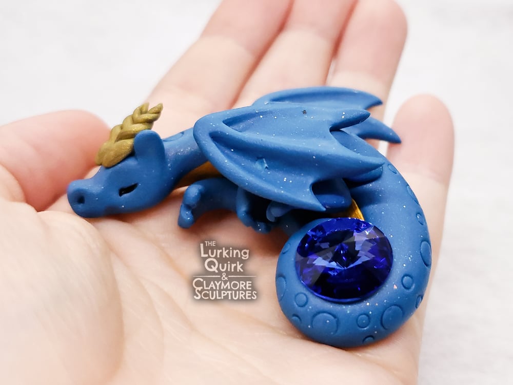 Small Blue Sleeping Dragon with Blue Crystal