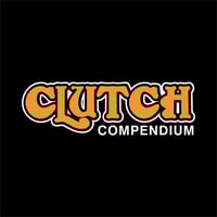 Image 1 of CLUTCH COMPENDIUM LOGO T-SHIRT (ORANGE & WHITE on BLACK)
