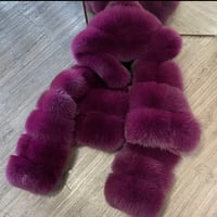 Image 3 of Fox Fur Crop Hooded Coat