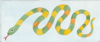 Green and Orange Snake on a Blue Background