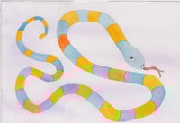Blue and Orange Snake on a Purple Background
