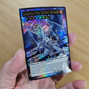 Image of Indigo-Eyes Silver Dragon Etched and Extended Altered Card