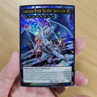 Image 1 of Indigo-Eyes Silver Dragon Etched and Extended Altered Card
