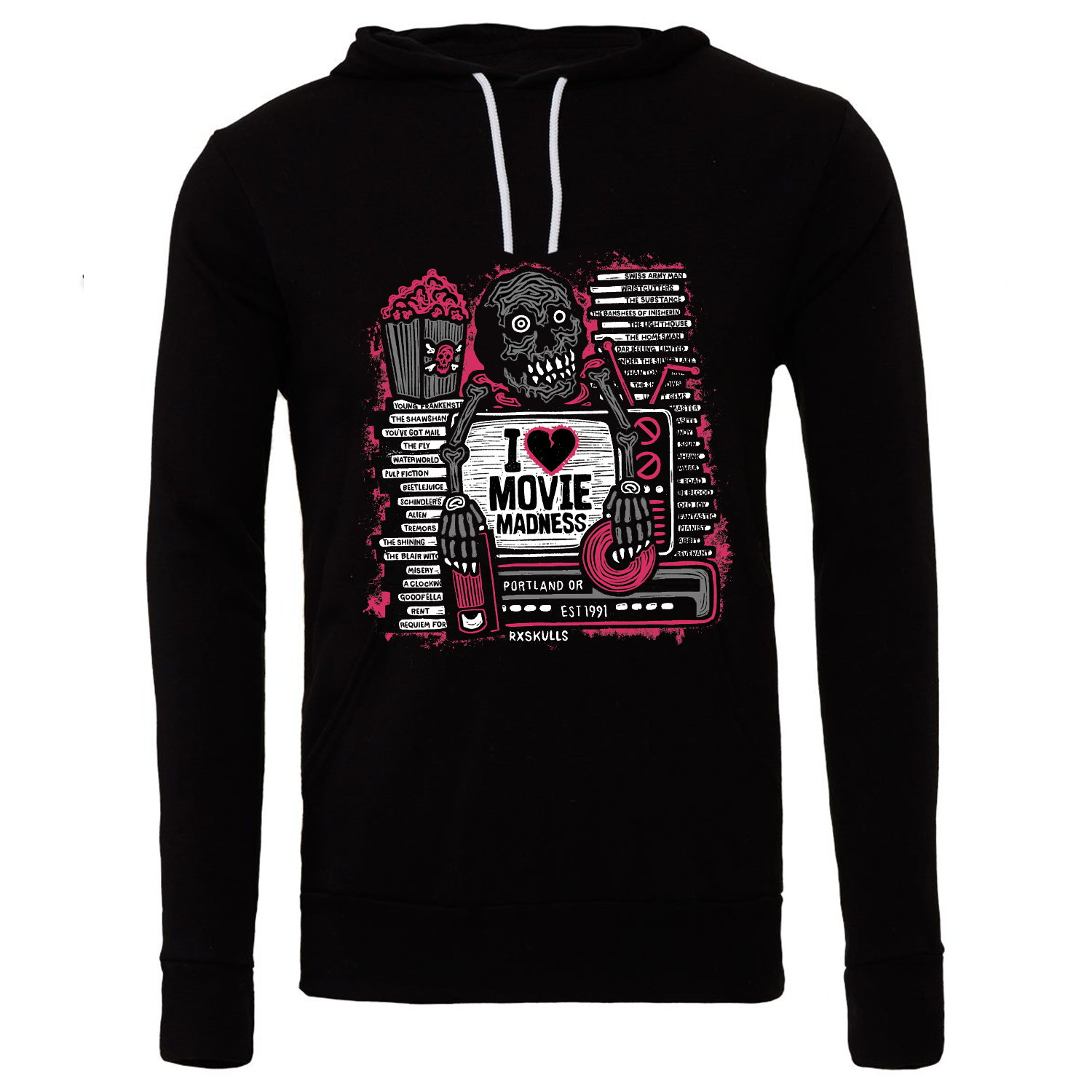 Image of Rx Skulls x Movie Madness Pullover Hoodie - Vibrant Magenta