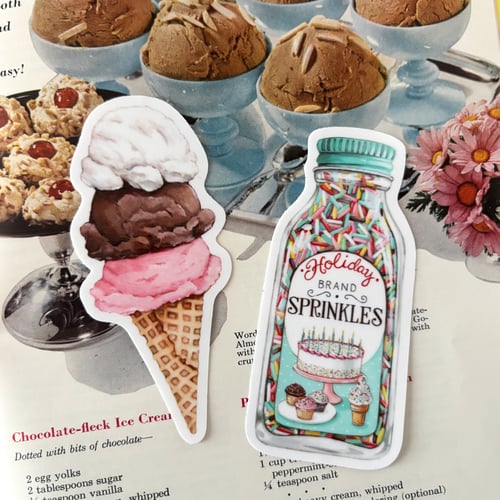 Image of triple scoop ice cream cone sticker 