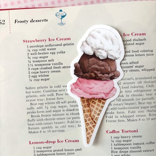 Image of triple scoop ice cream cone sticker 