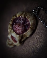 Image 10 of Brain nugget Skull pendant, stainless steel chain , fire opal eye, OOAK one of a kind original
