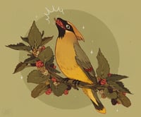 Image 4 of Cedar Waxwing Sticker (Holo Berries!)
