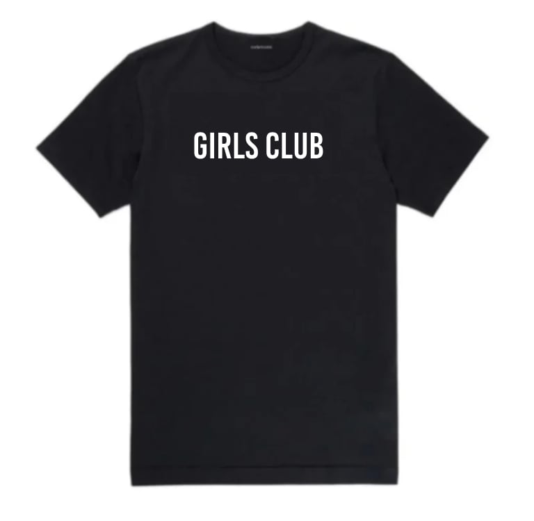 Image of 'Girls Club' Slogan Black Printed Tee.