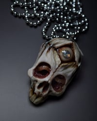 Image 5 of Third Eye Skull pendant, stainless chain , moon stone eye, OOAK one of a kind 