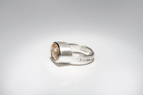 Image of "Beauty is..." silver ring with morganite · PULCHRITUDO CAUSA VITAE EST ·