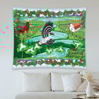 Image 2 of Cotton Tapestry - Trillium Woodpecker Berries