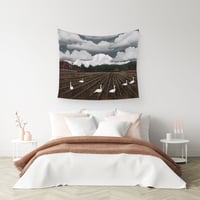 Image 3 of Cotton Tapestry - Bellingham Mud Swans