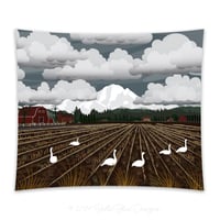 Image 1 of Cotton Tapestry - Bellingham Mud Swans