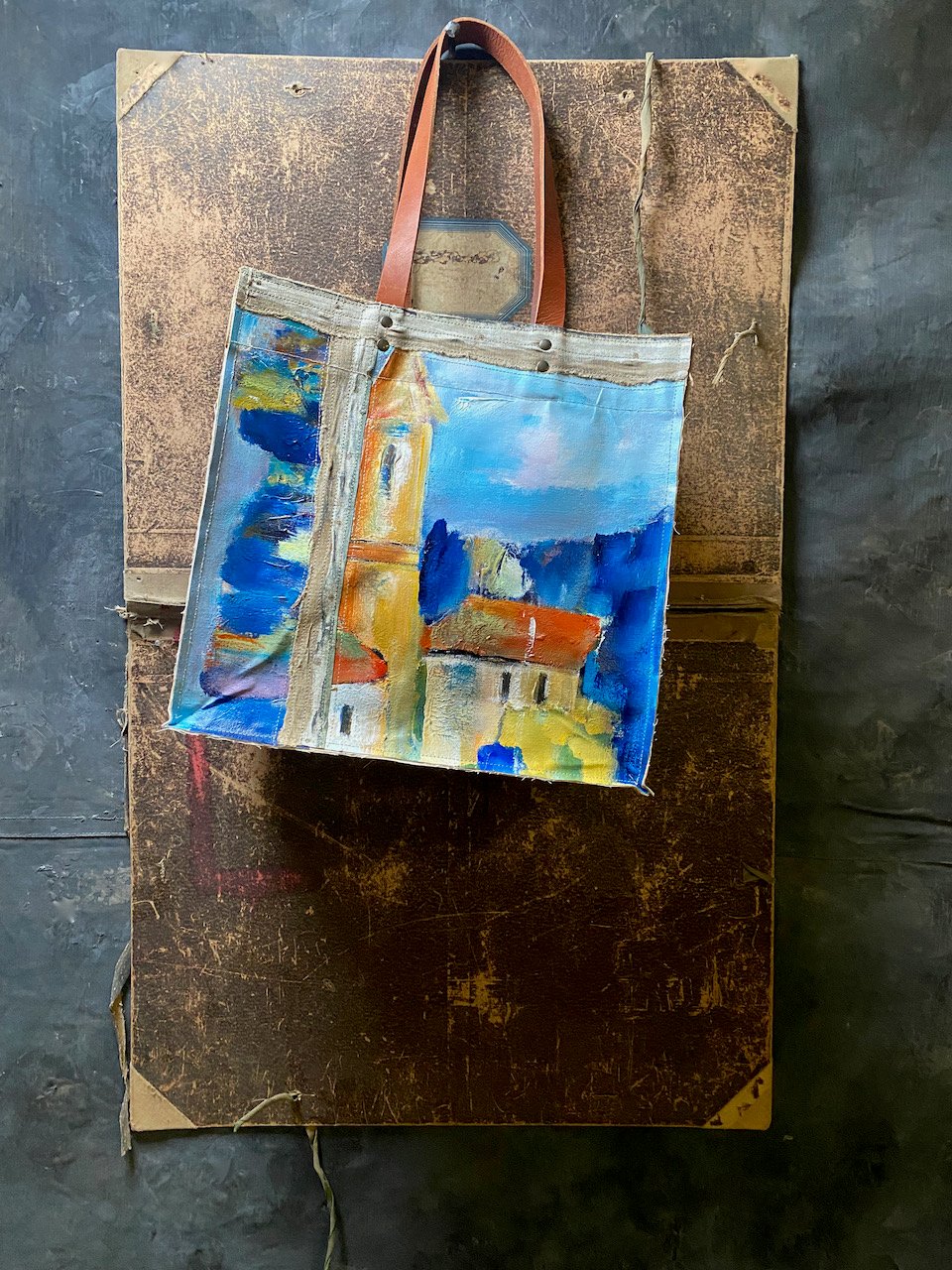 Image of one of a kind painting bag - Castelsardo