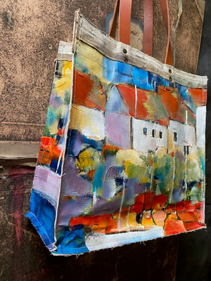 Image of one of a kind painting bag - Castelsardo