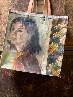 Image of one of kind painting bag - gracie's blooms