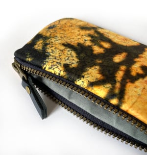 Image of Yellow lichen twiggery, velvet zipper purse