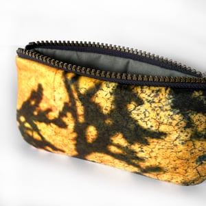 Image of Yellow lichen twiggery, velvet zipper purse