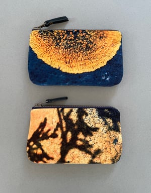 Image of Yellow lichen twiggery, velvet zipper purse