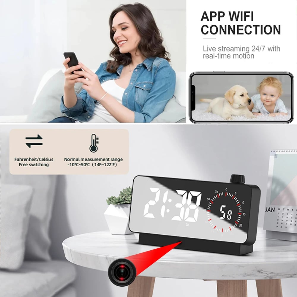 MSL 4K HD Wireless Mini Clock Camera - Hidden Spy Camera with Motion Detection & Night Vision